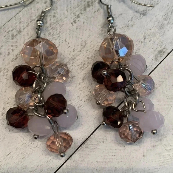 Pink Purple Bead Earrings  & Bracelet - Picture 3 of 4